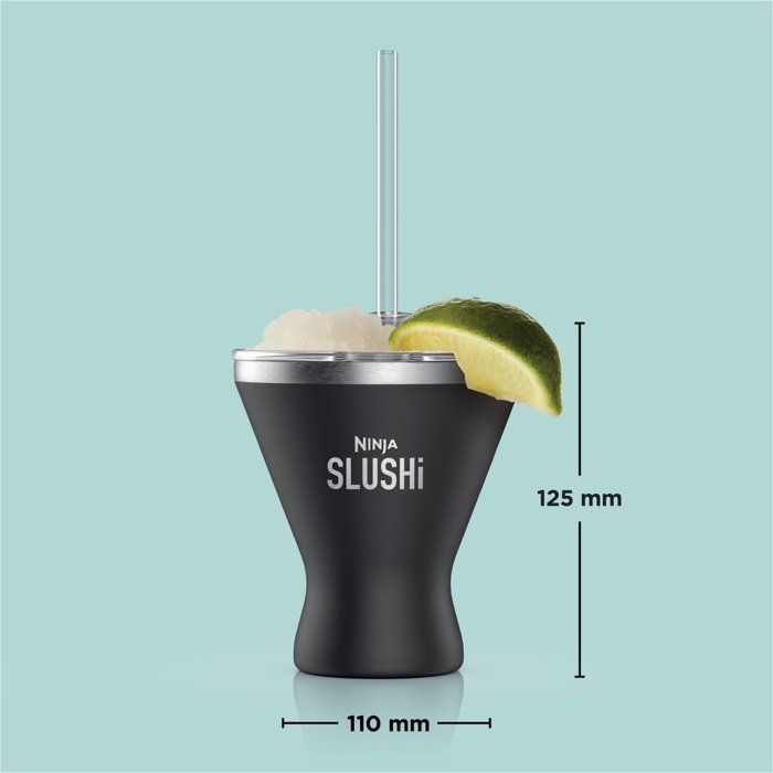 Insulated Cocktail Glasses - NINJA - SLUSHi XSKMRG2BKEUK - Set of 2 - Black - Lids and straws included