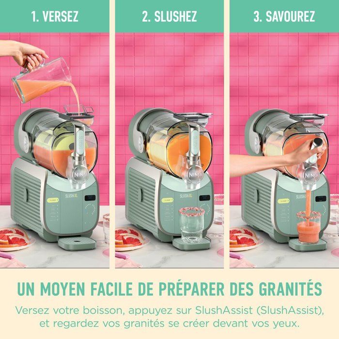 Machine a boissons glacées et granitées NINJA - Slushi XL FS601EUGN - Capacité 3,7L - 6 programmes - Vert