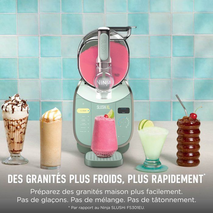 Machine a boissons glacées et granitées NINJA - Slushi XL FS601EUGN - Capacité 3,7L - 6 programmes - Vert