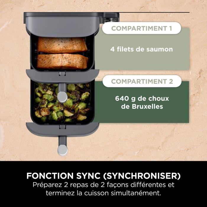 NINJA Foodi Oil-Free Fryer - Double Stack SL400EU - 9.5 L - 2 Independent Cooking Drawers - 6 Cooking Modes - 2470W