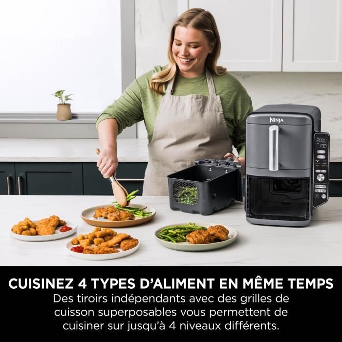 NINJA Foodi Oil-Free Fryer - Double Stack SL400EU - 9.5 L - 2 Independent Cooking Drawers - 6 Cooking Modes - 2470W