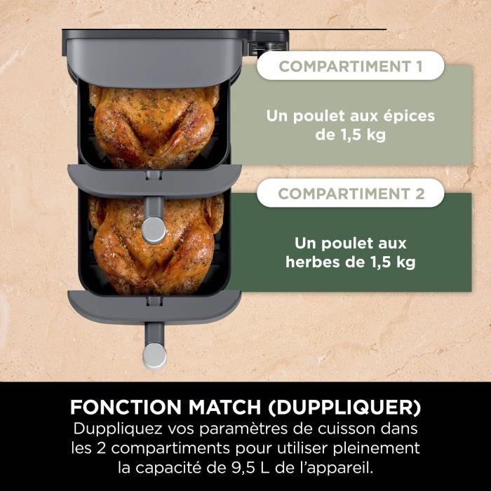 NINJA Foodi Oil-Free Fryer - Double Stack SL400EU - 9.5 L - 2 Independent Cooking Drawers - 6 Cooking Modes - 2470W