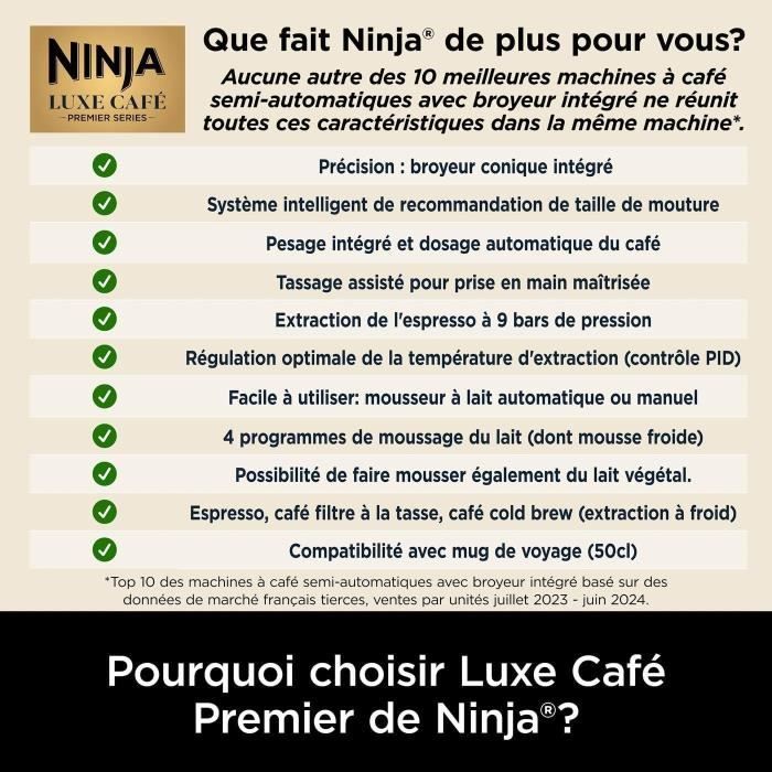 Coffee machine - NINJA - ES601EU Luxe Premier - 1650 W - 2 Liters - Stainless steel