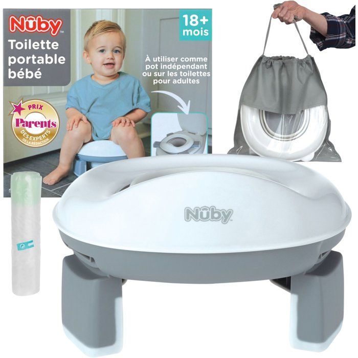 Portable Travel Potty for Toddlers - NUBY - With Storage Bag - Gray / White