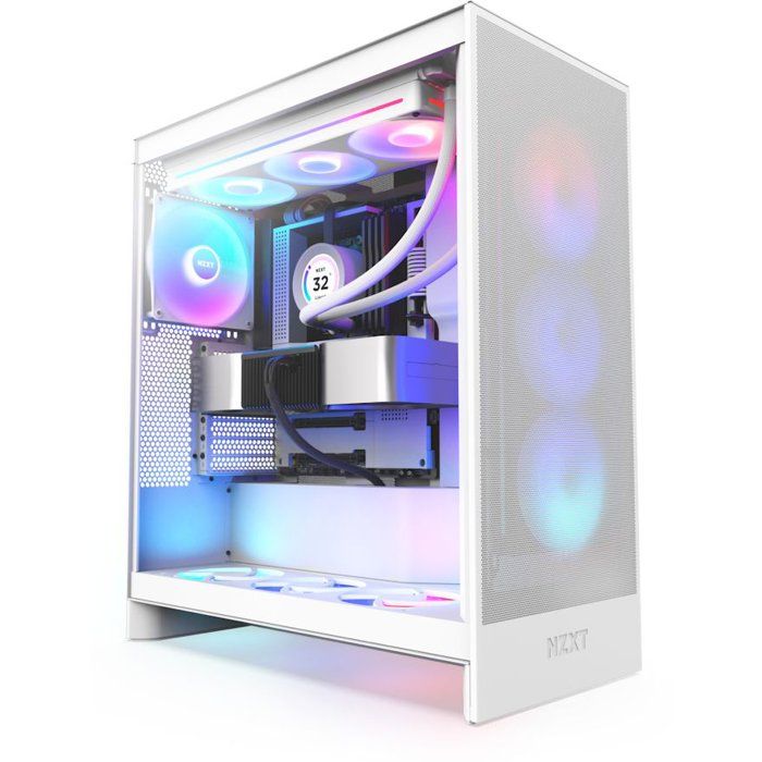 Mid-Tower PC Case - NZXT - H7 Flow RGB (2024) - Built-in RGB - White - Optimized Airflow
