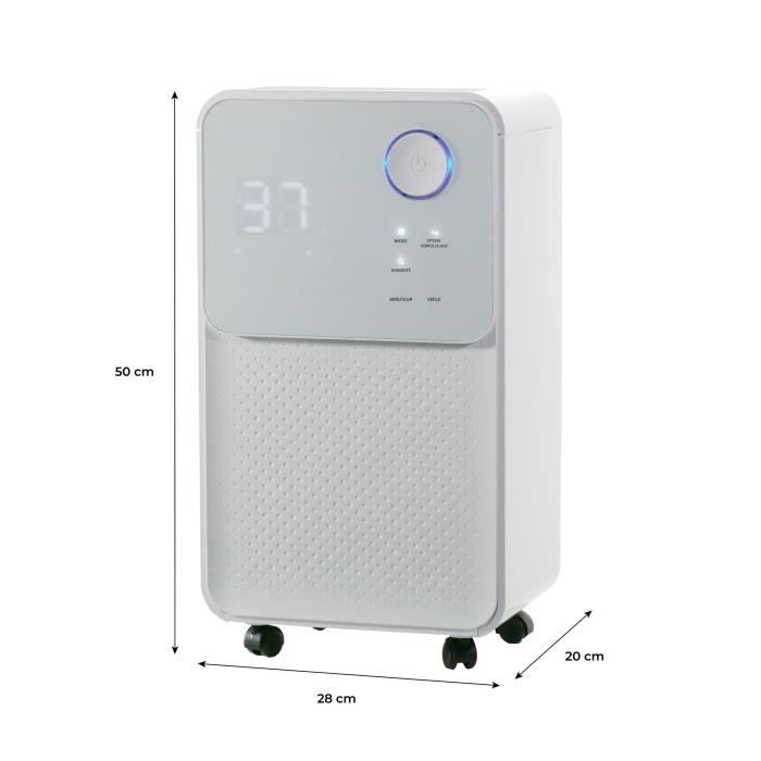 OCEANIC Electric air dehumidifier - Extraction 12 liters / day - Laundry drying - Continuous drainage - LED display