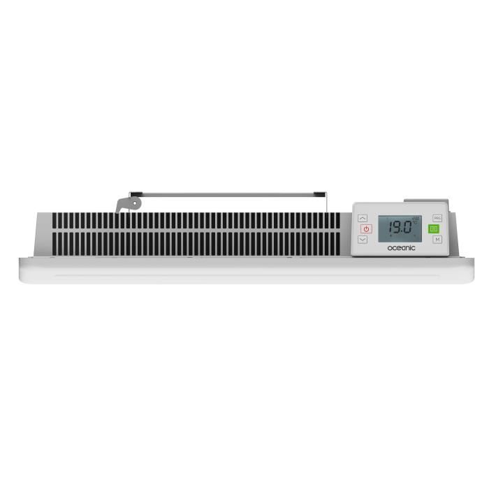 Fixed electric radiator with dry ceramic inertia 1000W OCEANIC Rubis - Curved design - White - NF