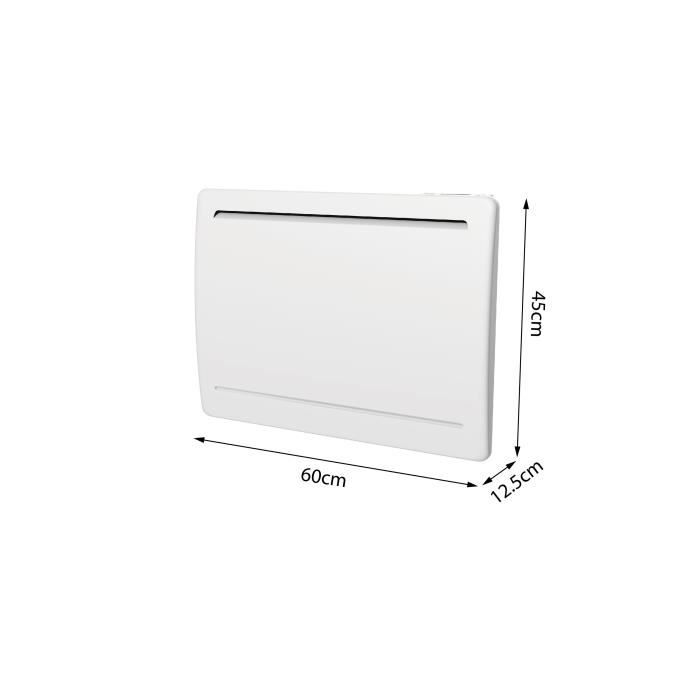 Fixed electric radiator with dry ceramic inertia 1000W OCEANIC Rubis - Curved design - White - NF