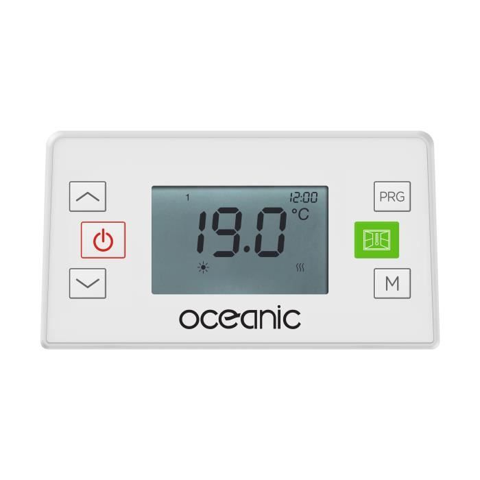 Fixed electric radiator with dry ceramic inertia 1000W OCEANIC Rubis - Curved design - White - NF