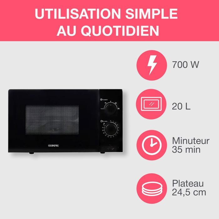 OCEANIC MO20B11 Microwave Black L 45.4 x H26.1 x D32.6 cm - 20L