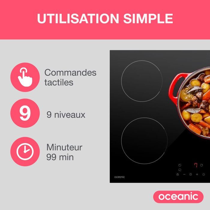 OCEANIC induction hob 3 burners L60 x D52 cm OCEATI3Z7B