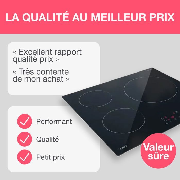 OCEANIC induction hob 3 burners L60 x D52 cm OCEATI3Z7B