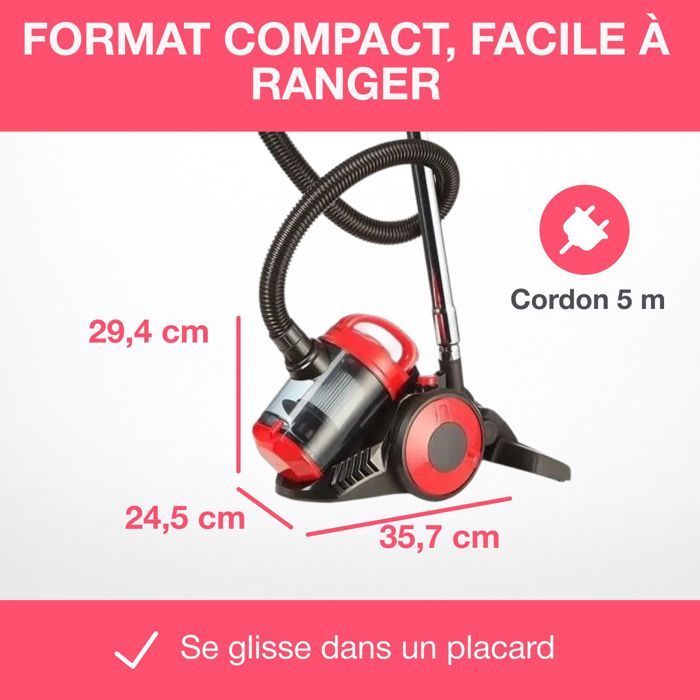 OCEANIC VC10RBAX2 Solder vacuum cleaner without bag - 700W - 80dB - A - Red