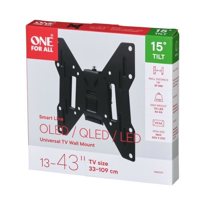 ONE FOR ALL WM2221 Smart TV Stand 33-102 cm (13-40 '') - Max. : 50kgs - Reclining 15 ° - 10 year warranty
