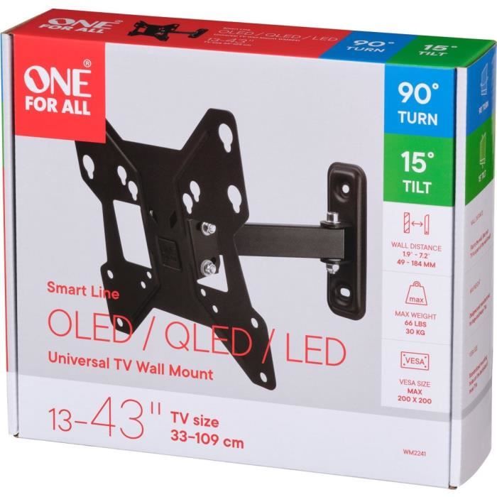 ONE FOR ALL WM2241 - Tilt & Rotate Wall Mount (90 °) for TVs from 13 to 40 (33 to 102cm) - Black