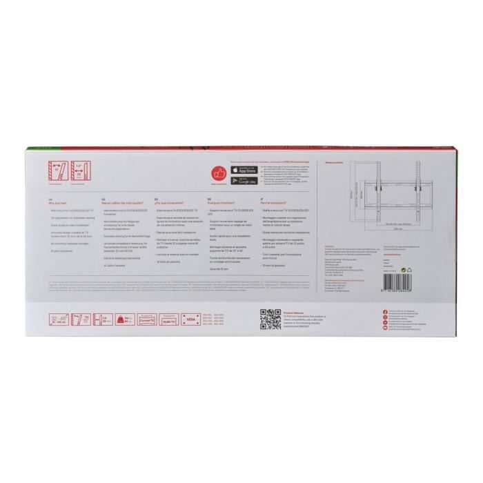 ONE FOR ALL WM2421 - Wall Mount with Tilt Adjustment of 15 ° for TV from 32 to 55 (81 to 140cm) - Black