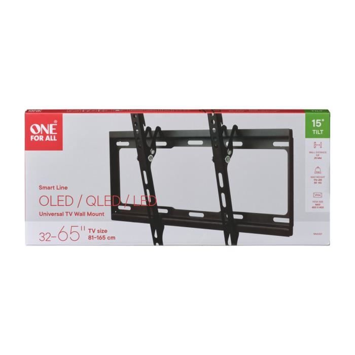 ONE FOR ALL WM2421 - Wall Mount with Tilt Adjustment of 15 ° for TV from 32 to 55 (81 to 140cm) - Black