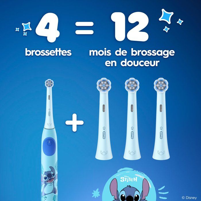 Pack de 3 brossettes Stitch - ORAL-B - iO Kids6+ - Pour enfant - Extra doux - Pour iO2 Kids - Disney - Des 6 ans