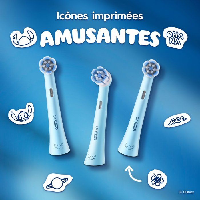 Pack de 3 brossettes Stitch - ORAL-B - iO Kids6+ - Pour enfant - Extra doux - Pour iO2 Kids - Disney - Des 6 ans