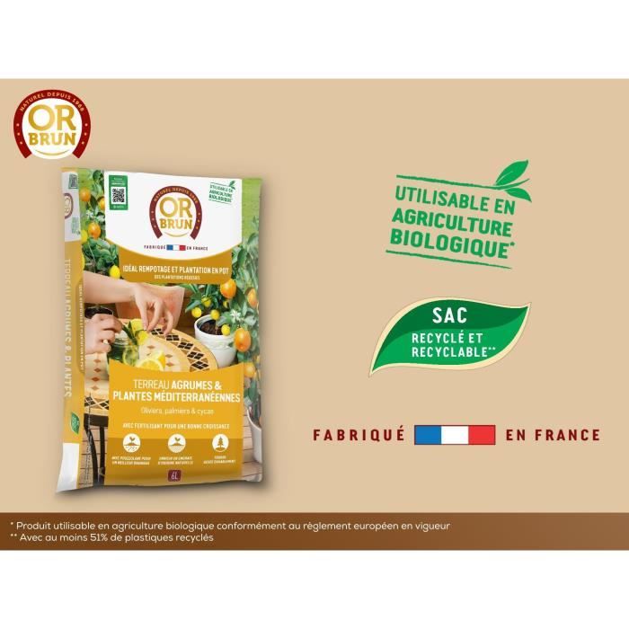 Citrus & Mediterranean Plants Soil - BROWN GOLD - OBRTAGR6U - 6L - Olive Trees Palm Trees & Cycas