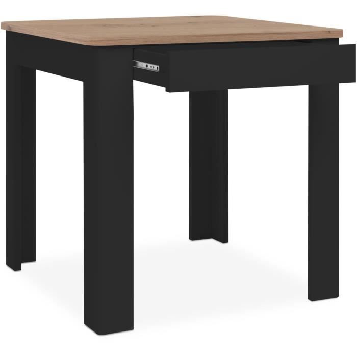 OSLO Table - Rectangular - 4 people - 80 x 77 x 80 cm - Black / Artisan oak