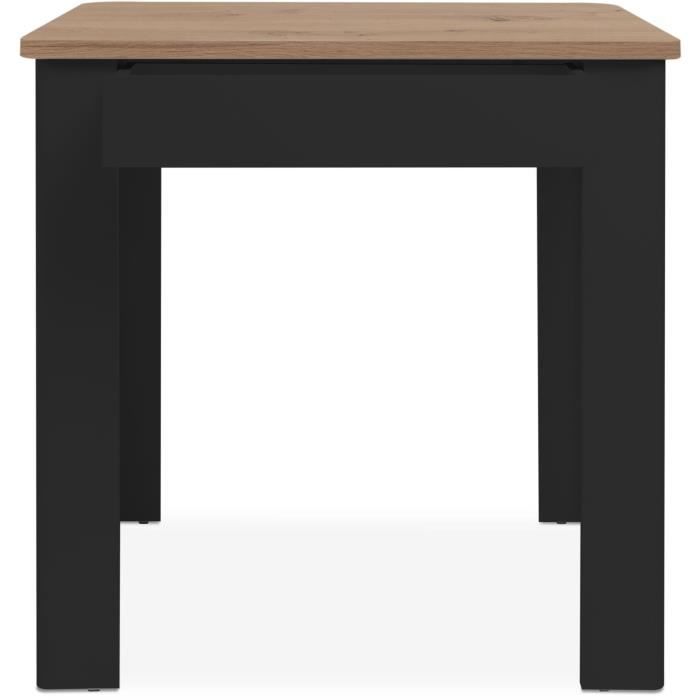 OSLO Table - Rectangular - 4 people - 80 x 77 x 80 cm - Black / Artisan oak