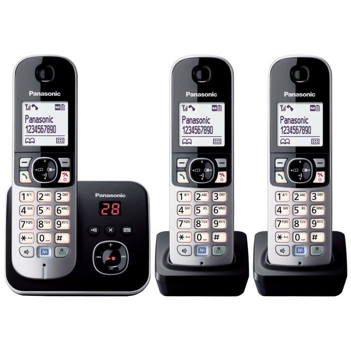 PANASONIC Dect residential phone - TG6823 - Trio with answering machine - Silver and black