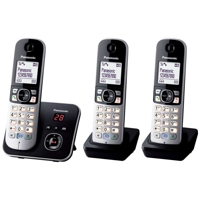 PANASONIC Dect residential phone - TG6823 - Trio with answering machine - Silver and black