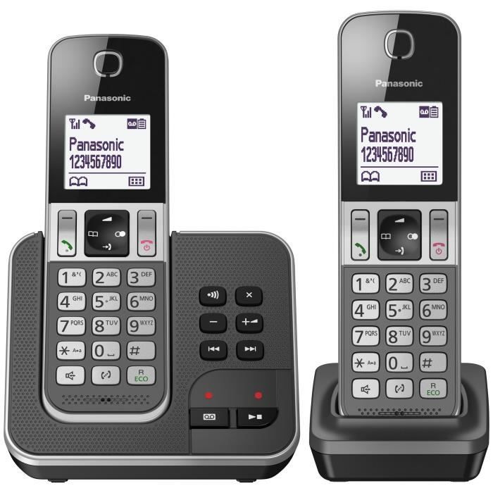 Panasonic KX-TGD322FRG Duo Cordless Telephone Answering Machine Black