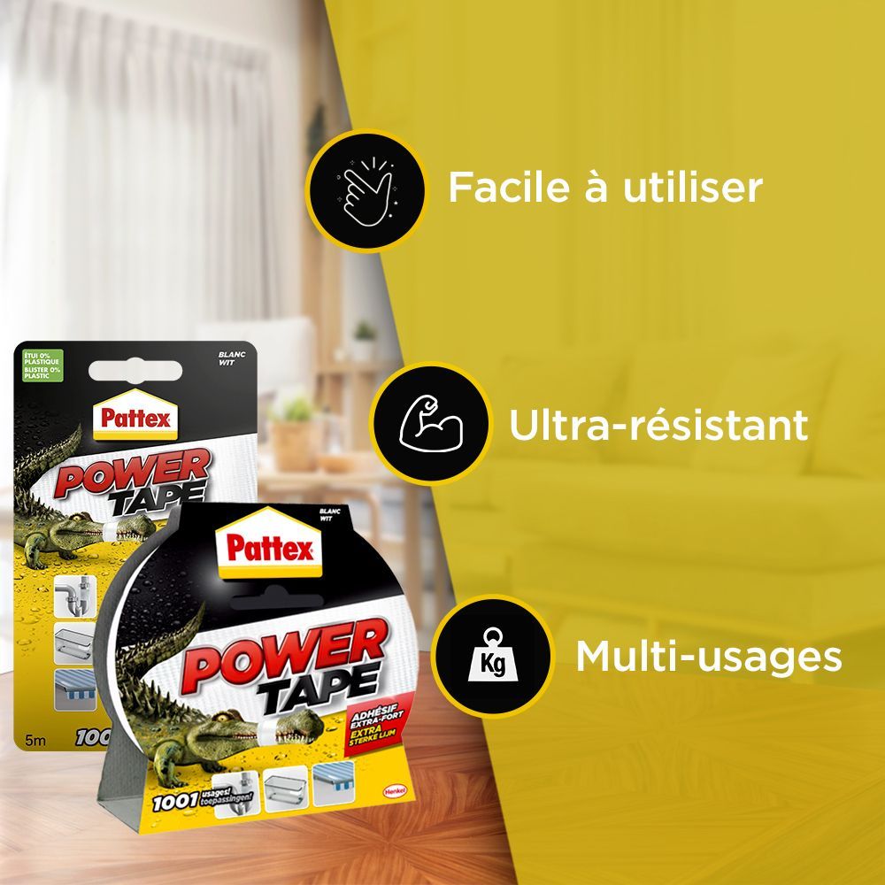 PATTEX Powerful Adhesive Power Tape - White - 10 m