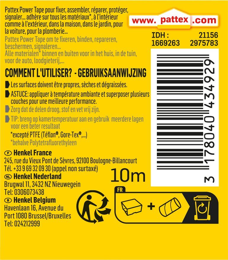 PATTEX Powerful Adhesive Power Tape - White - 10 m