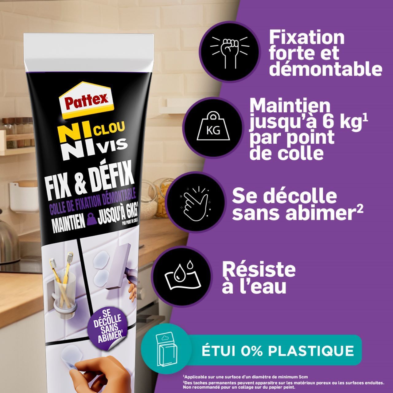 Fixing Glue - PATTEX - 2970856 - No nails or screws - Fix & Défix - Tube - 44g