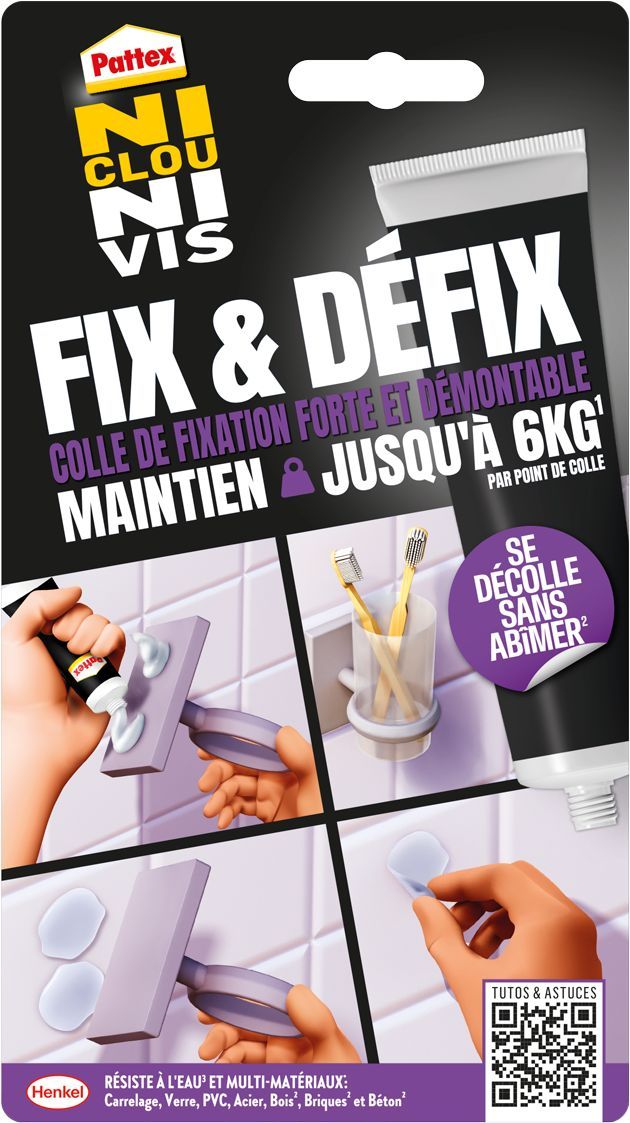 Fixing Glue - PATTEX - 2970856 - No nails or screws - Fix & Défix - Tube - 44g