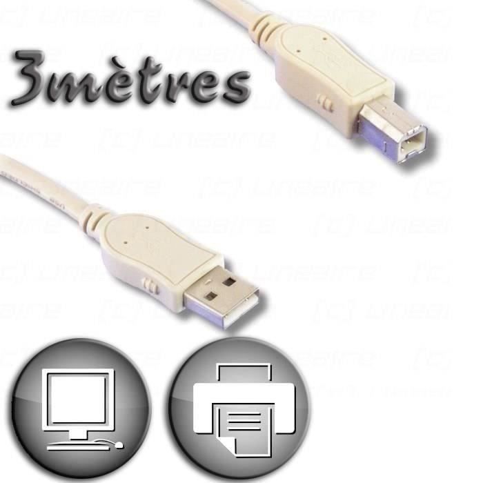 USB 2.0 A male / Type B male 3m cable