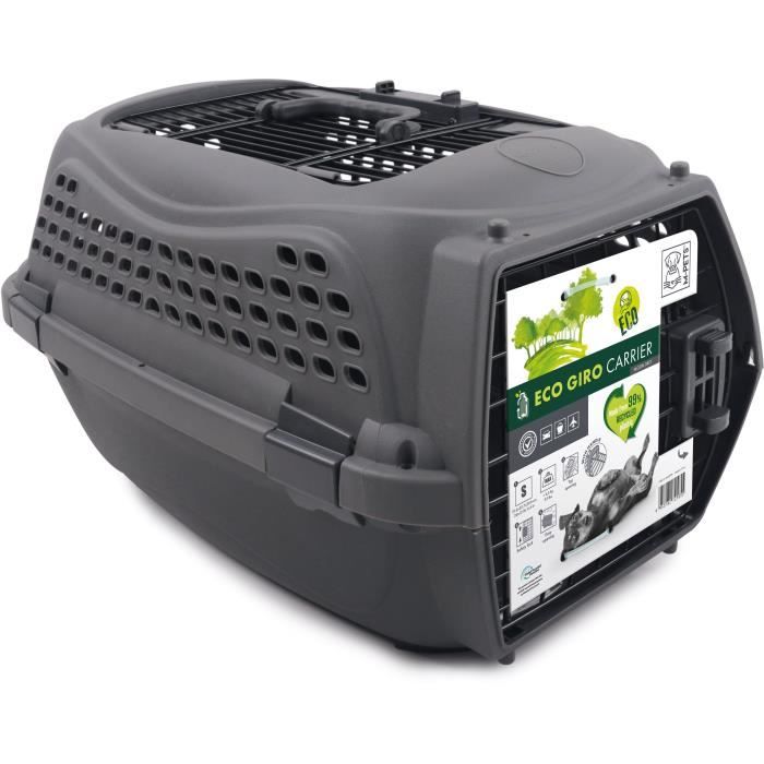 M.PETS ECO GIRO Cat Transport Crate - Plastic Cage - Size S - Gray