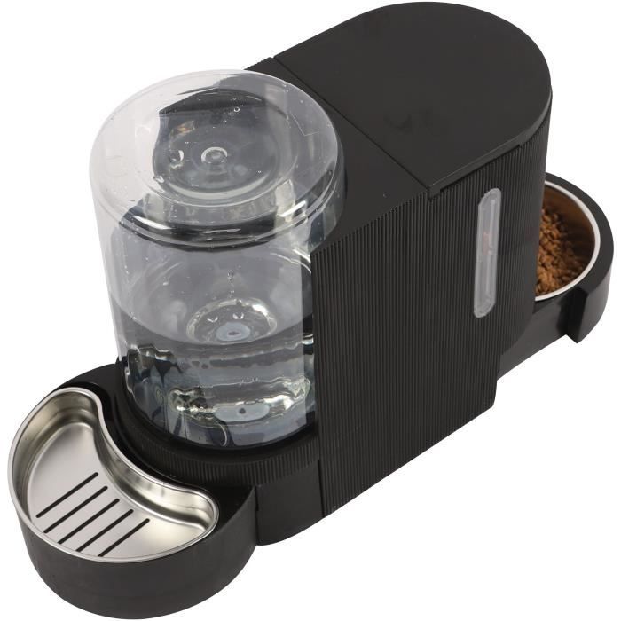 M.PETS DUPLO kibble and water dispenser 1.3kg/3L - 40x16.2x29.1 cm - Black