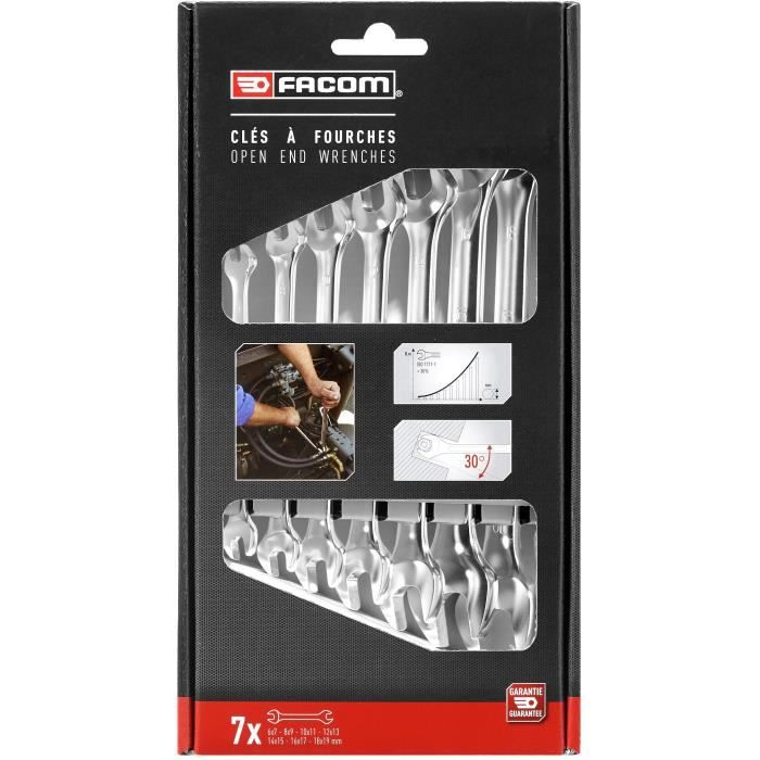 Box of 7 keys to FORCHS FACOM - 44.J7PB - 2 openings per key or 14 openings available from 6 to 19mm