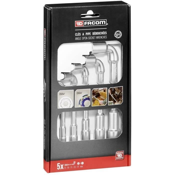 Box of 5 pipes with pipes profiles 12 sides x 6 sides facom - 76.j5pb - 1 side for decreased recovery + 1 power side and resistance