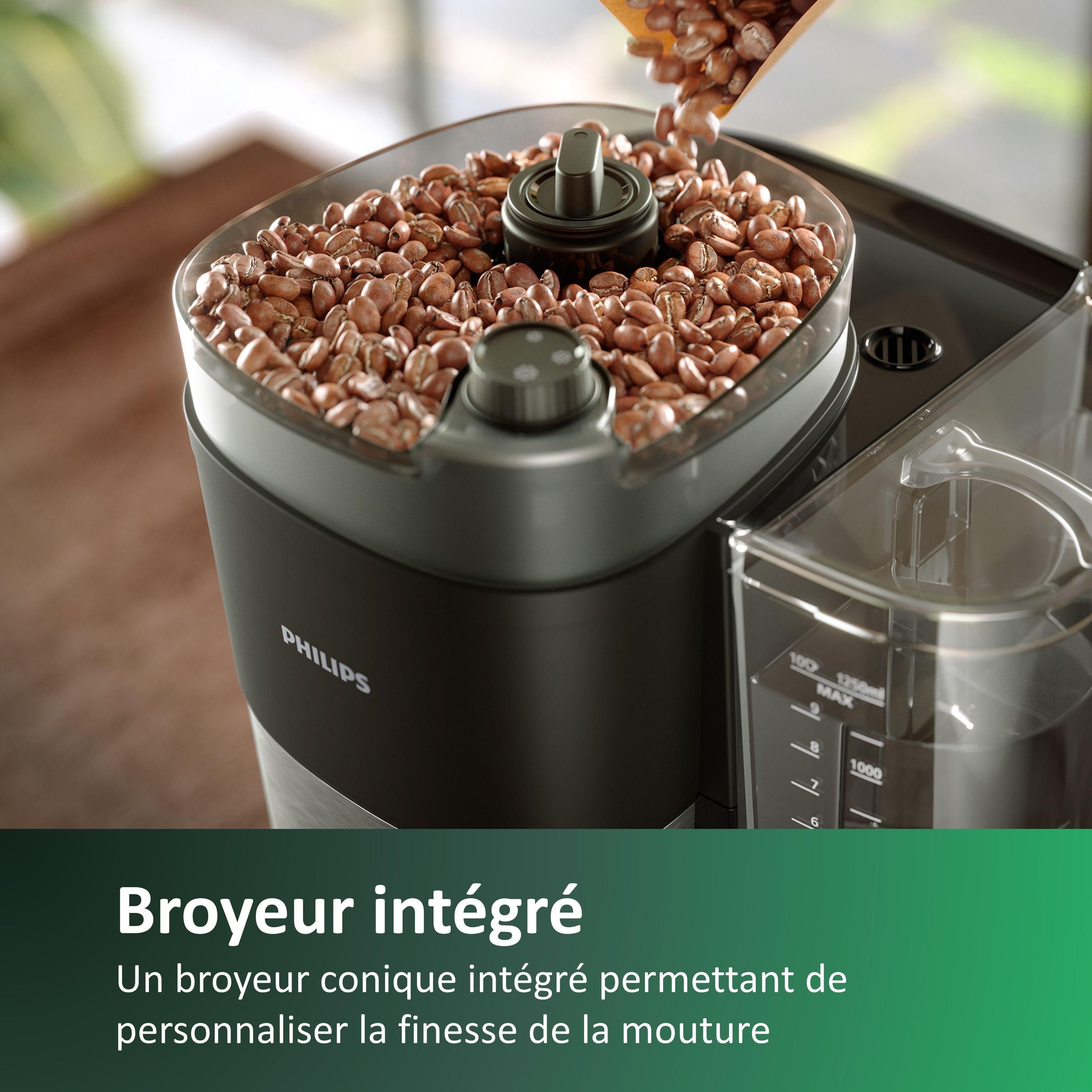 Filter coffee maker with integrated grinder - PHILIPS - HD7888/01 - Up to 10 cups - 1.25 L - Black / Silver