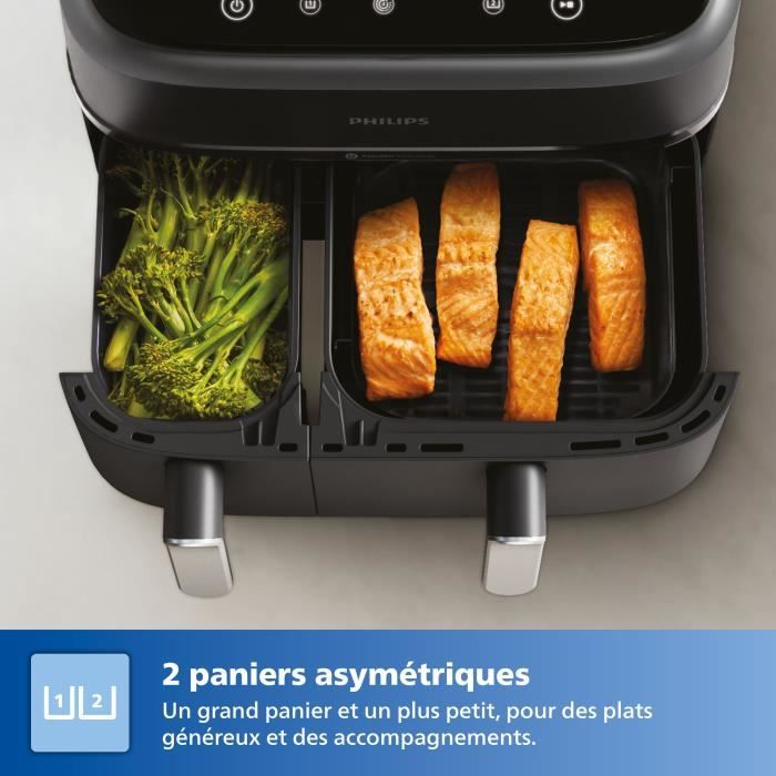 Oil-free fryer - PHILIPS - Airfryer XXL NA351/00 - Double tank 9L - 8 presets - Black