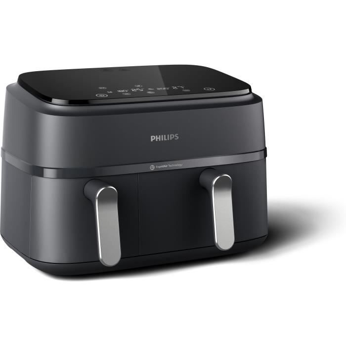 Oil-free fryer - PHILIPS - Airfryer XXL NA351/00 - Double tank 9L - 8 presets - Black