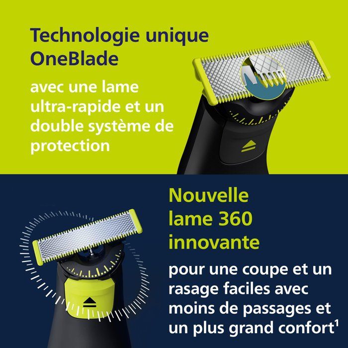 Tondeuse barbe & corps - PHILIPS - OneBlade Pro 360 - 2 lames - Sabot 14-en-1 - Autonomie 90 min