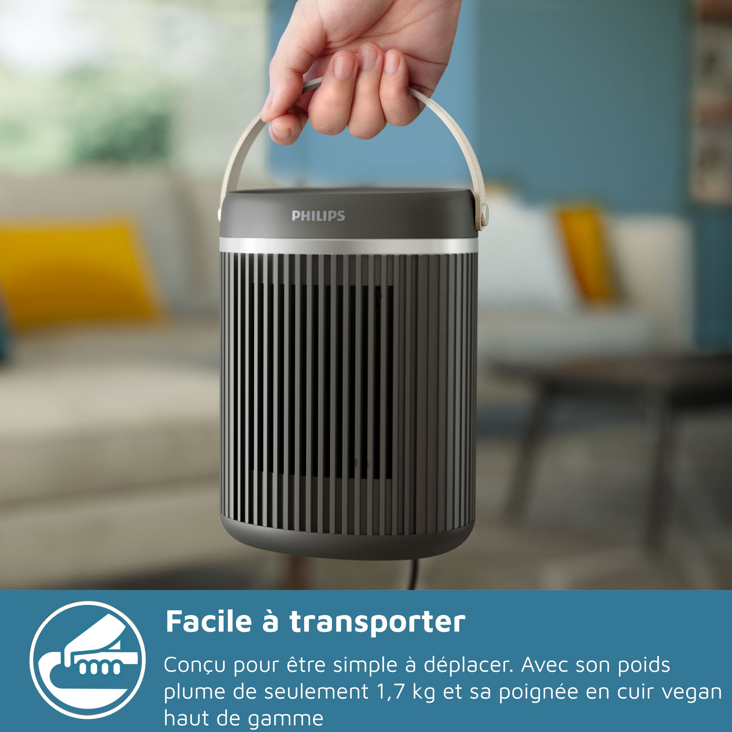 Smart Fan Heater - Electric - 2000 W - Philips - 3000 Series - Round - Dark Gray