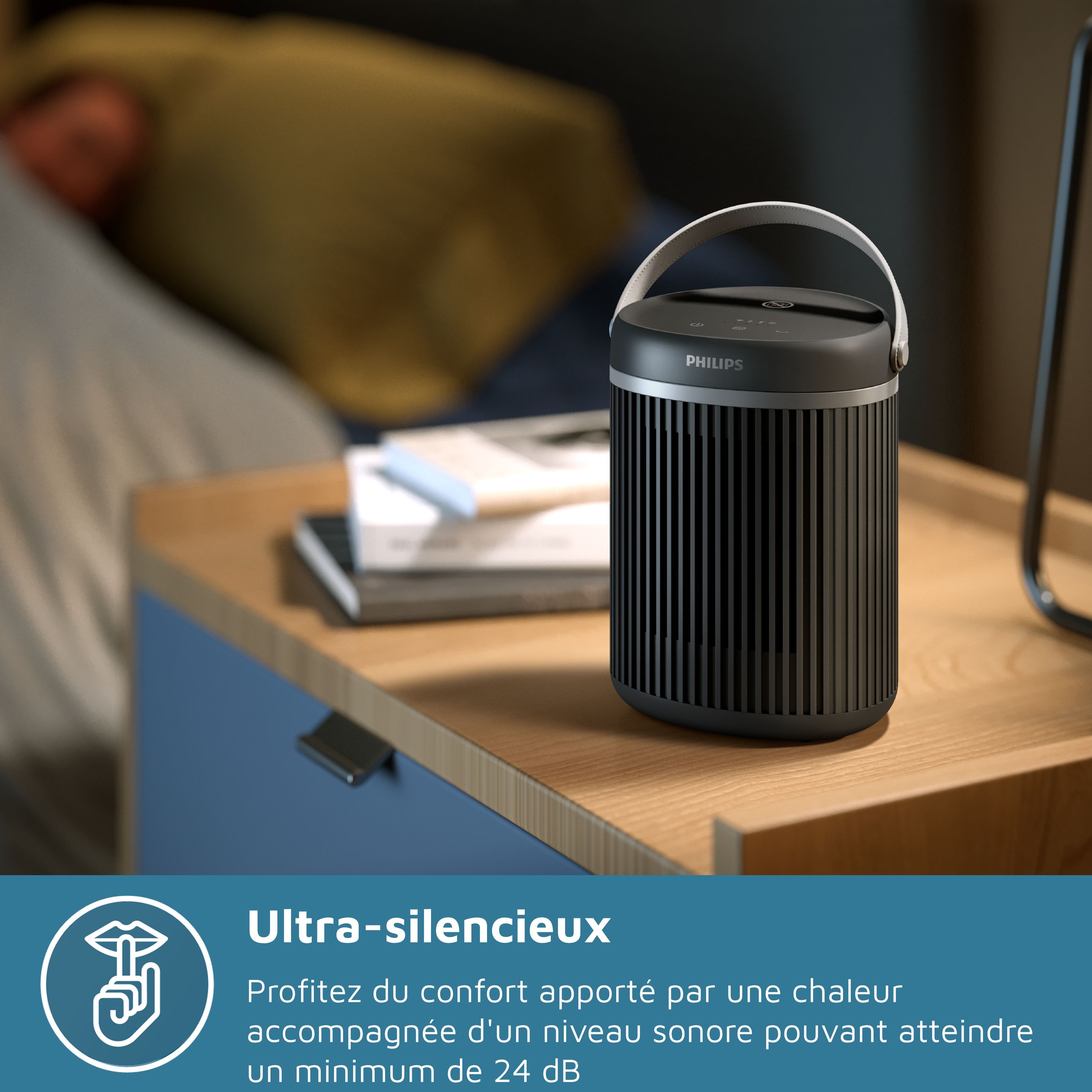 Smart Fan Heater - Electric - 2000 W - Philips - 3000 Series - Round - Dark Gray