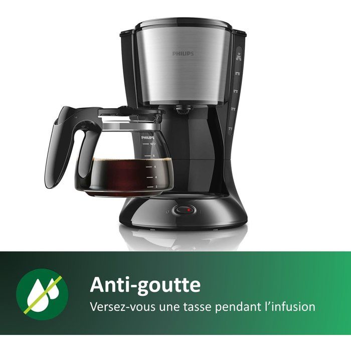 Filter coffee maker PHILIPS Daily HD7462 / 20 - Black and stainless steel