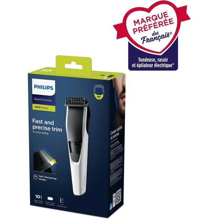 PHILIPS BT3206 / 14 Hair & Beard Trimmer - 3000 Series - 10 cutting heights - white