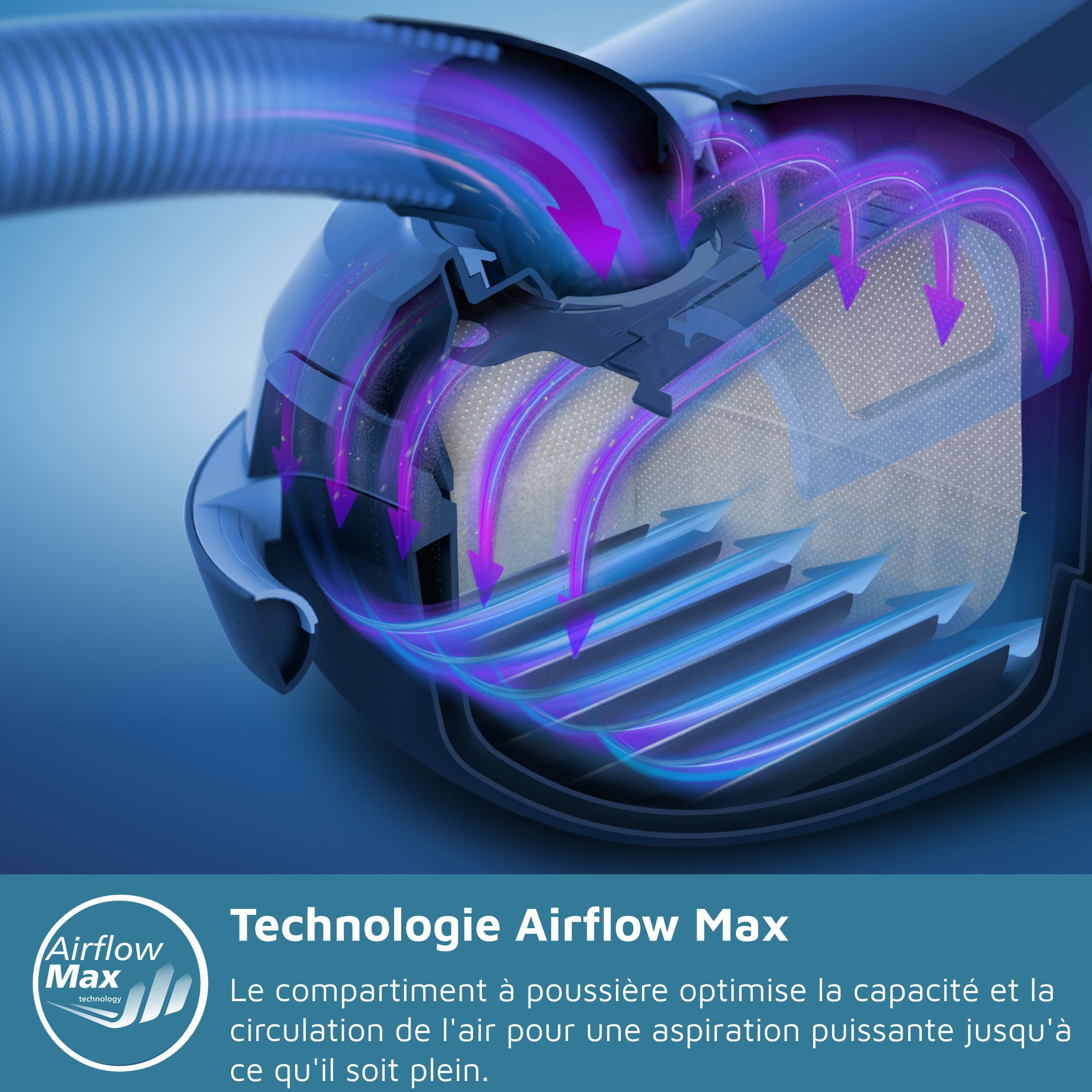 Philips XD3112/09 Traineau vacuum cleaner with Series 3000 - 900W bag - 79 DB - Anti -allergen filter