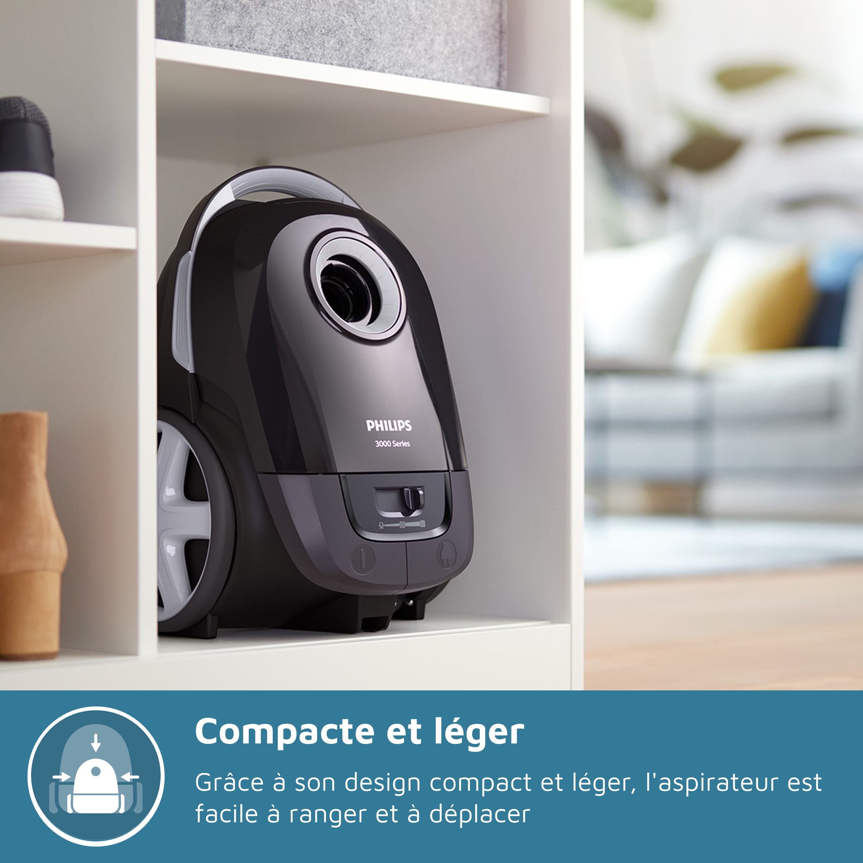 Philips XD3112/09 Traineau vacuum cleaner with Series 3000 - 900W bag - 79 DB - Anti -allergen filter
