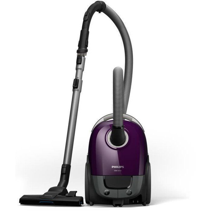 Bagged vacuum cleaner - PHILIPS - XD3100/06 - 900 W - 79 dB - Purple