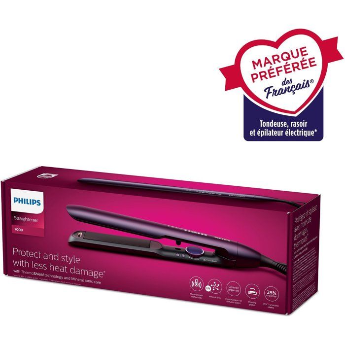 Electric hair straightener - PHILIPS - BHS752/00 - Series 7000 - Ceramic plate - Intense metallic violet